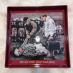 Serving tray featuring the artwork 
"Ref Out Cold"by Stevan Dohanos.